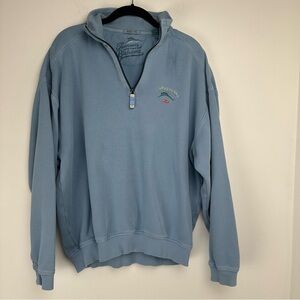 Tommy Bahama Relax 1/4 Zip Size Medium Blue Embroidered Pullover Beachy‎ Casual